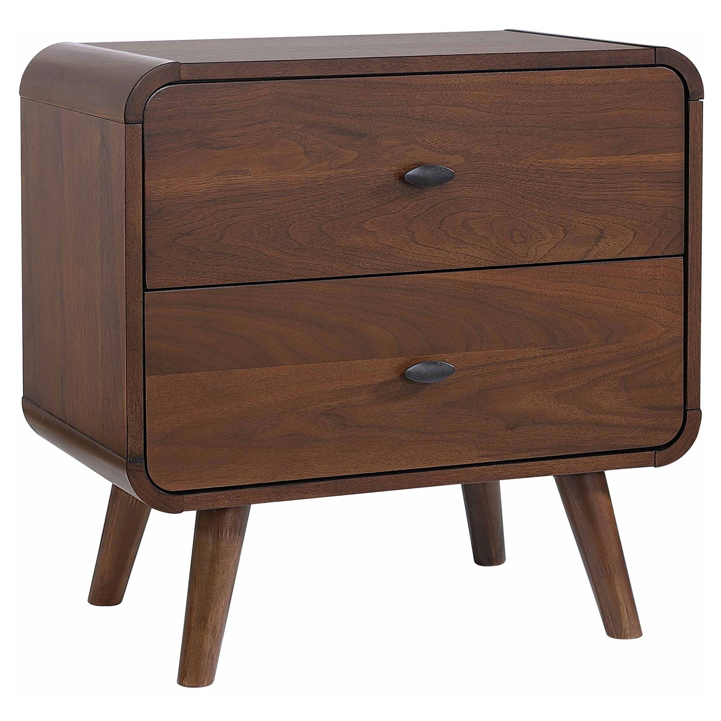 Tampa Furniture Outlet - Coaster - Robyn 2-drawer Nightstand Bedside Table Dark Walnut - 205132