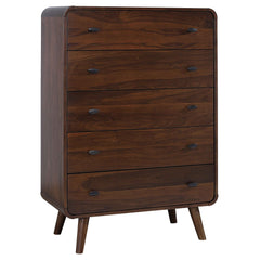 Tampa Furniture Outlet - Coaster - Robyn 5-drawer Bedroom Chest of Drawers Dark Walnut - 205135