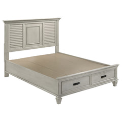 Tampa Furniture Outlet - Coaster - Franco Wood Queen Storage Panel Bed Distressed White - 205330Q