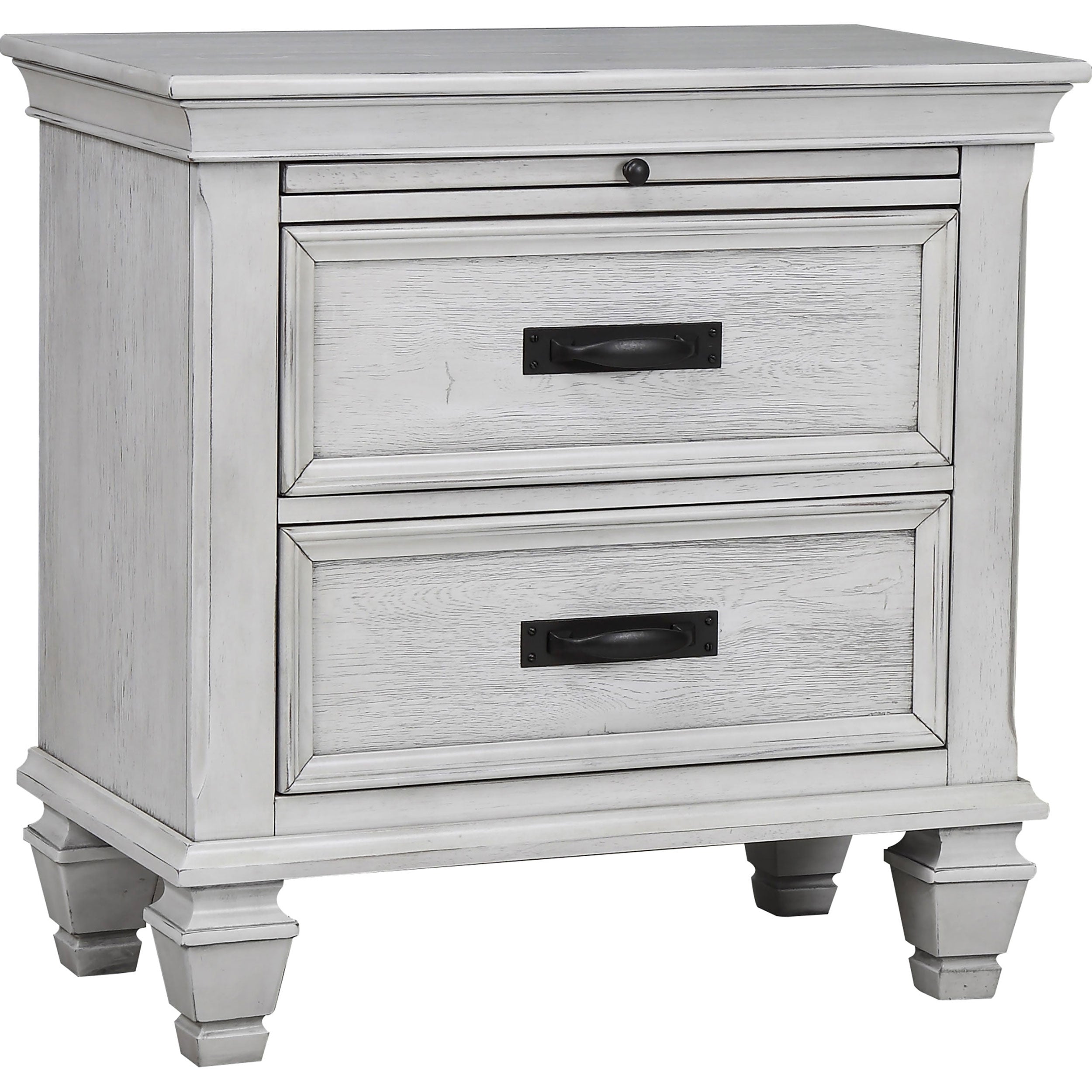 Tampa Furniture Outlet - Coaster - Franco 2-drawer Nightstand Distressed White - 205332