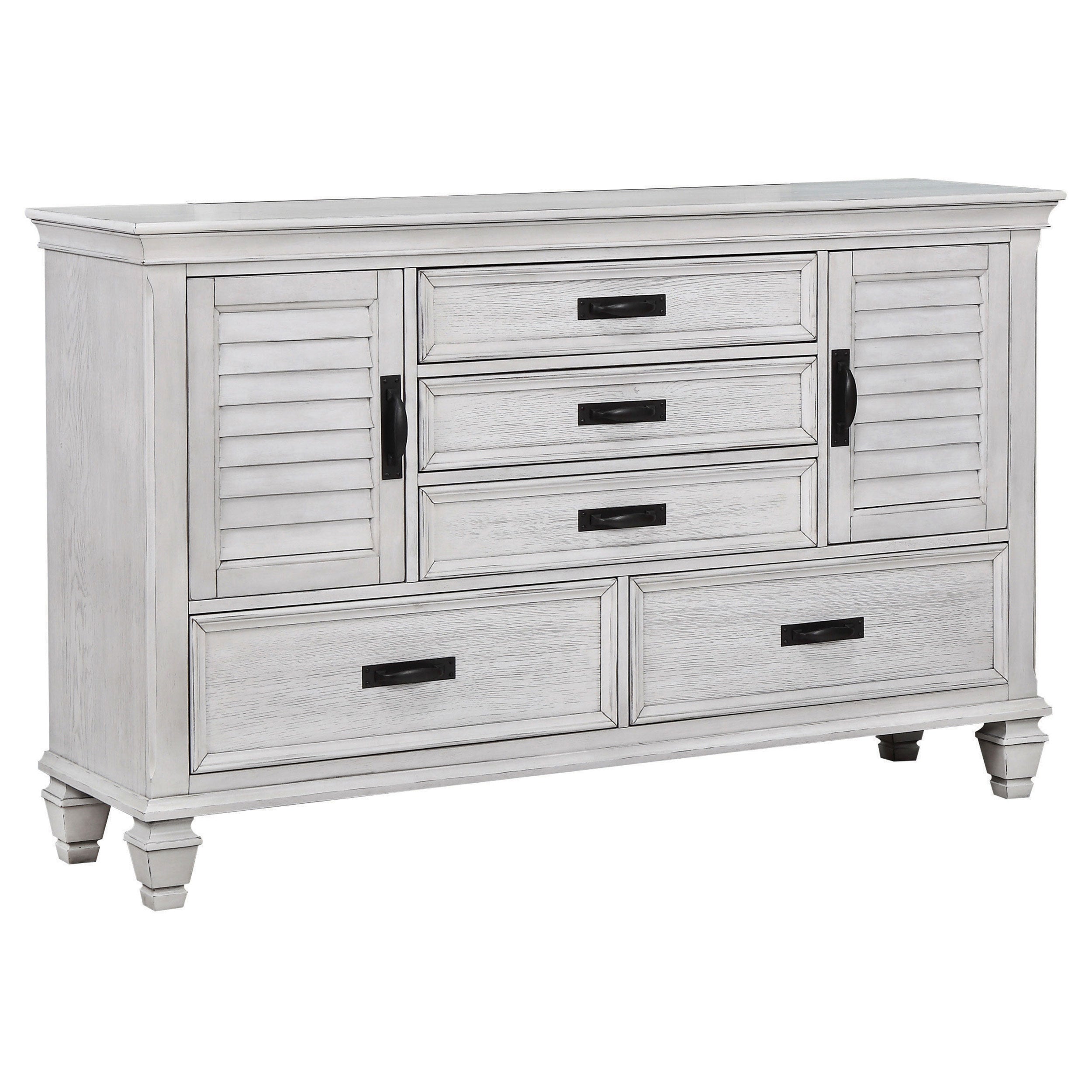 Tampa Furniture Outlet - Coaster - Franco 5-drawer Dresser Distressed White - 205333