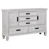 Tampa Furniture Outlet - Coaster - Franco 5-drawer Dresser Distressed White - 205333