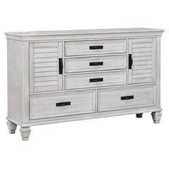 Tampa Furniture Outlet - Coaster - Franco 5-drawer Dresser Distressed White - 205333