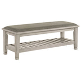 Tampa Furniture Outlet - Coaster - Franco Fabric Upholstered Bench with Shelf Distressed White - 205337