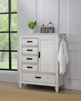 Tampa Furniture Outlet - Coaster - Franco 5-drawer Door Chest Distressed White - 205338