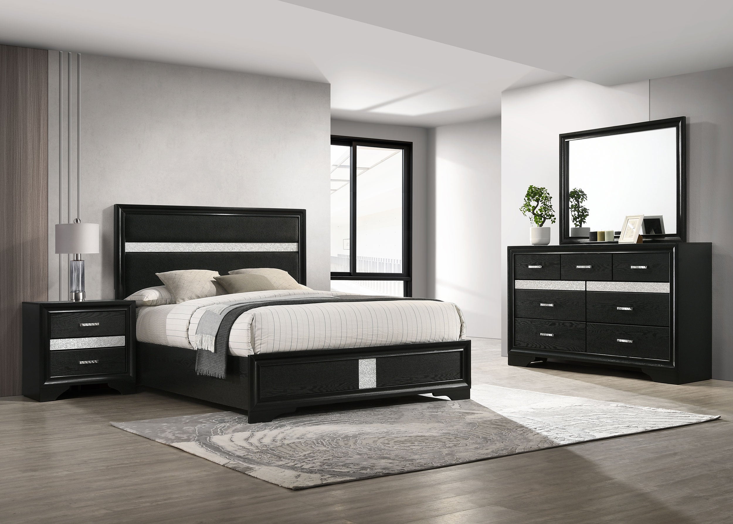 Tampa Furniture Outlet - Coaster - Miranda 4-piece Eastern King Bedroom Set Black - 206360KE-S4