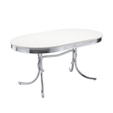Tampa Furniture Outlet - Coaster - Retro Oval 60-inch Wood Top Dining Table White and Chrome - 2065