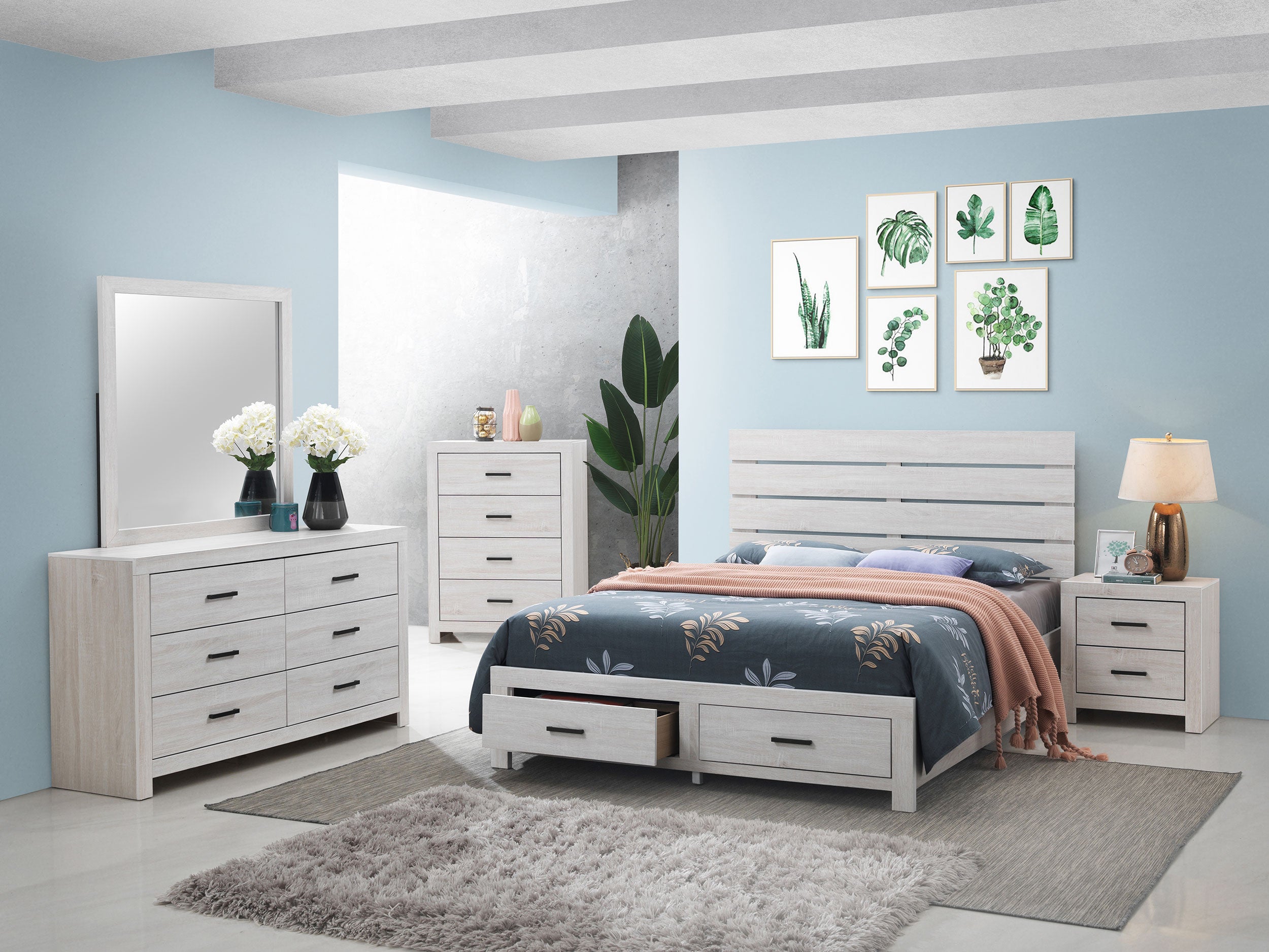 Tampa Furniture Outlet - Coaster - Brantford 5-piece Queen Bedroom Set Coastal White - 207050Q-S5