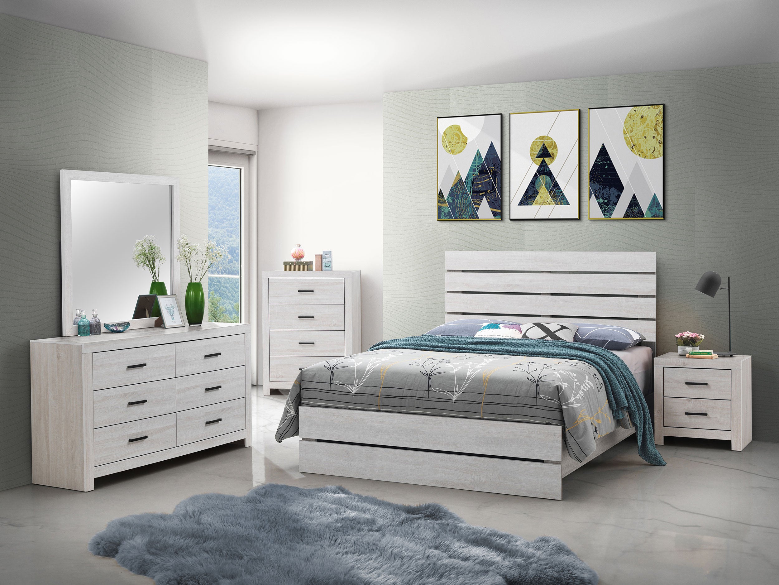 Tampa Furniture Outlet - Coaster - Brantford 5-piece Eastern King Bedroom Set Coastal White - 207051KE-S5