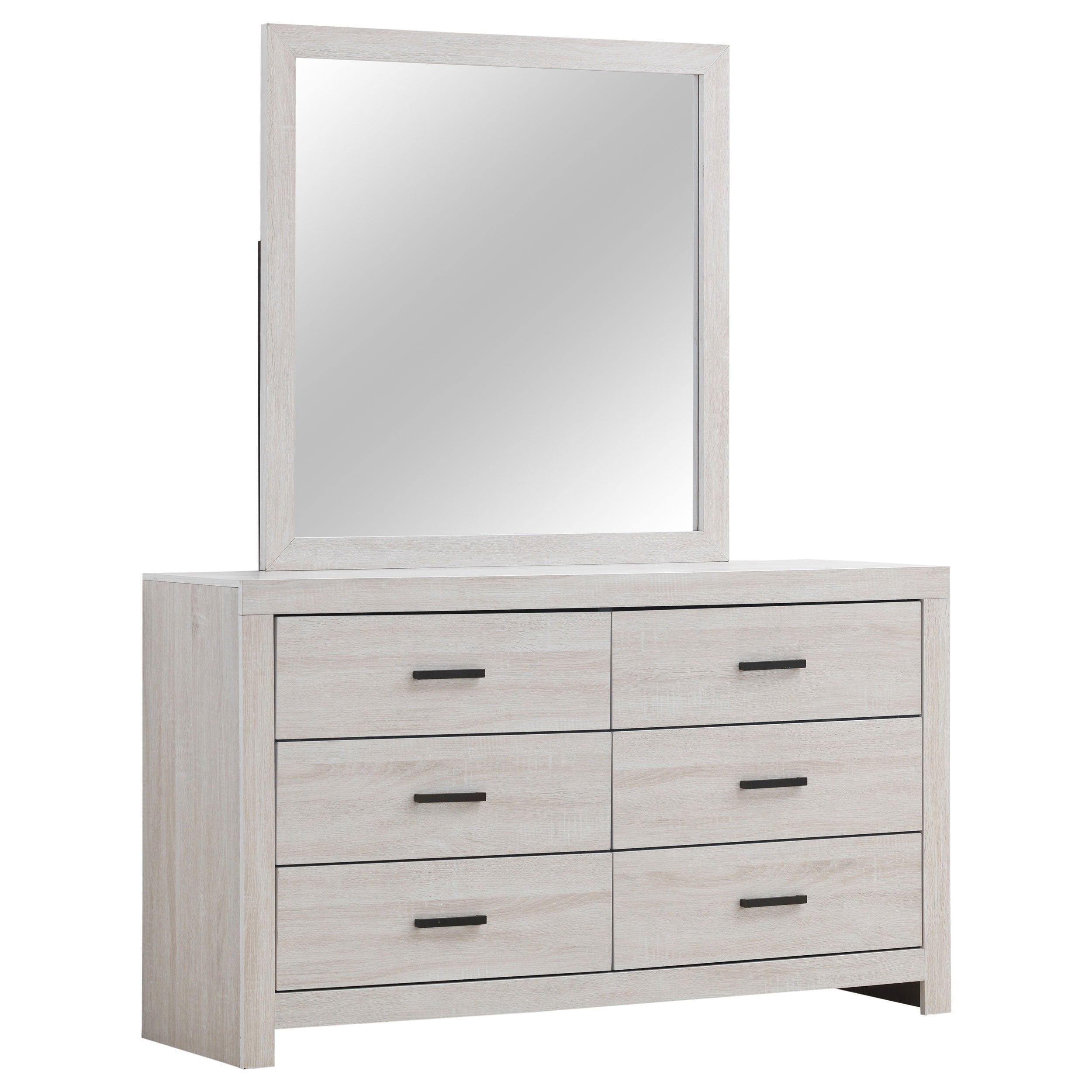 Tampa Furniture Outlet - Coaster - Brantford 6-drawer Dresser with Mirror Coastal White - 207053M