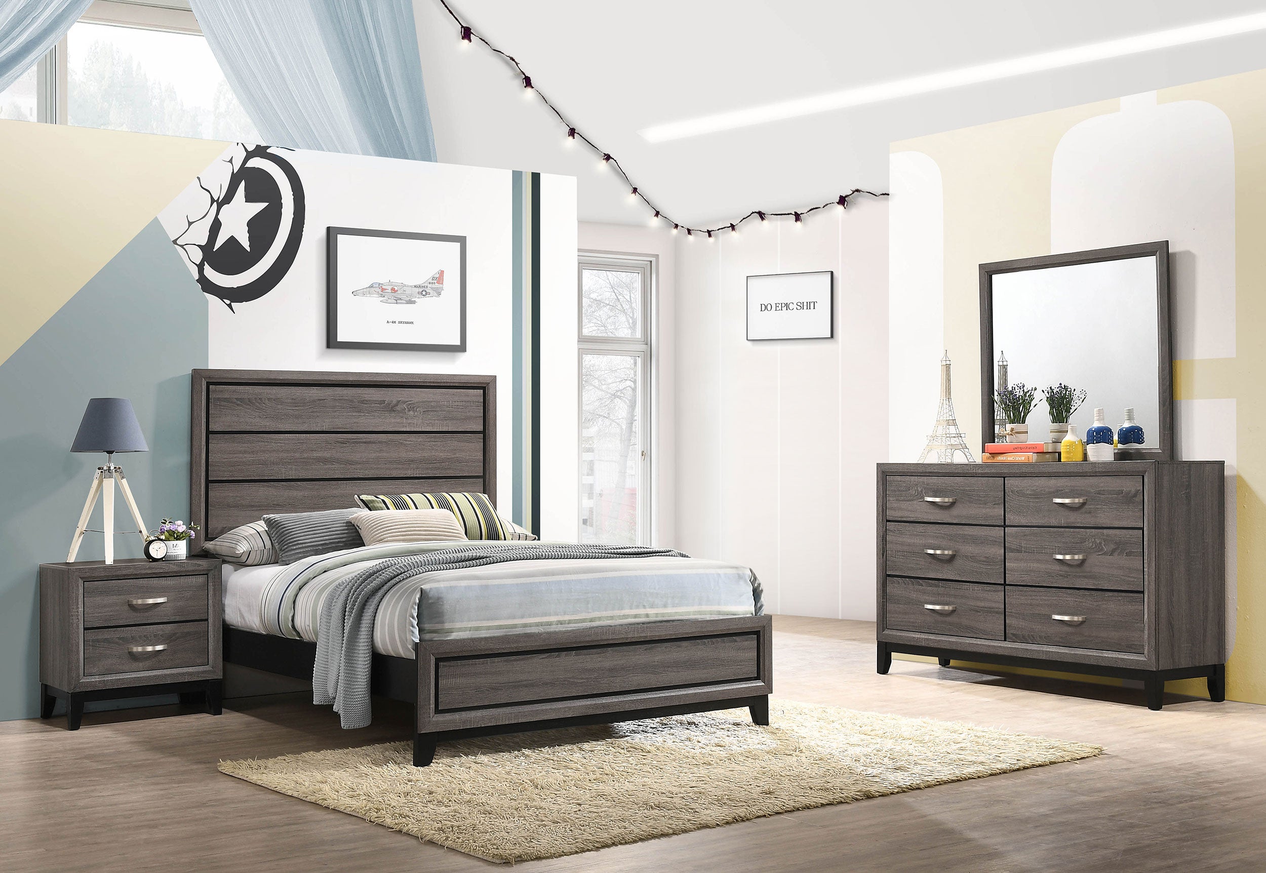 Tampa Furniture Outlet - Coaster - Watson Four-piece Full Bedroom Set Grey Oak - 212421F-S4