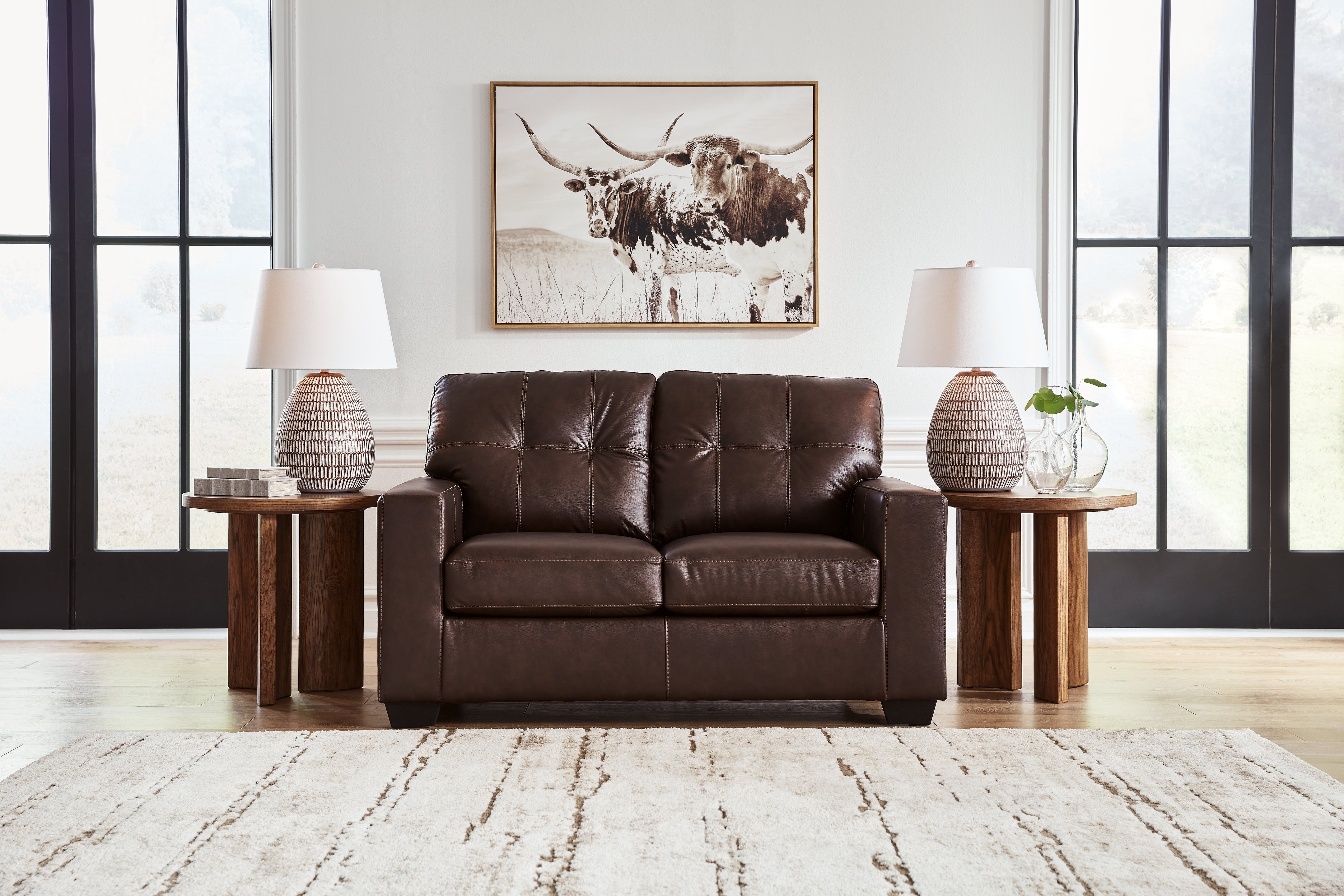 Tampa Furniture Outlet Lutz - Ashley Furniture - Santorine Living Room - Loveseat / Dark Brown - 2170635