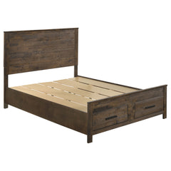 Tampa Furniture Outlet - Coaster - Woodmont Wood Queen Storage Panel Bed Rustic Golden Brown - 222631Q