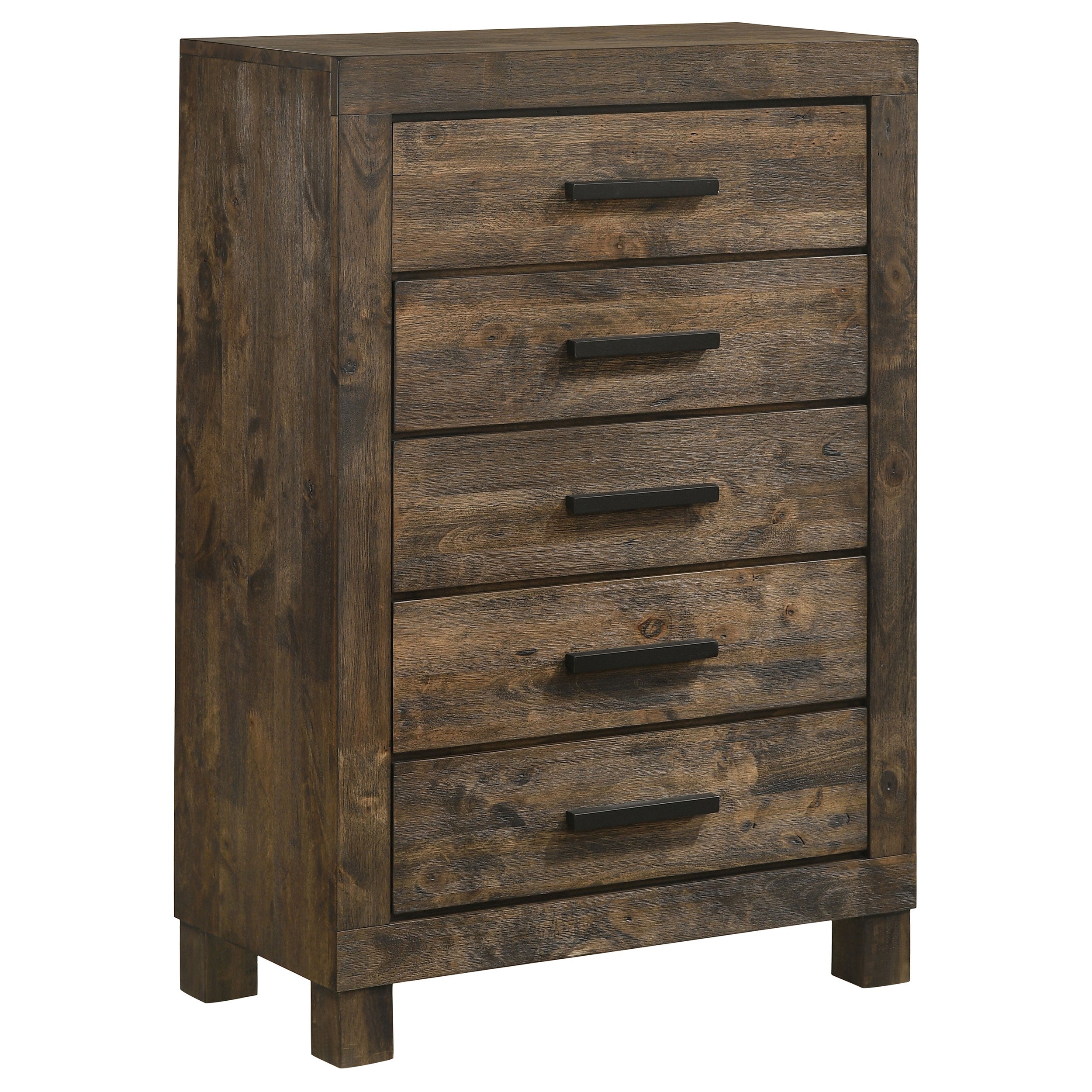 Tampa Furniture Outlet - Coaster - Woodmont 5-drawer Bedroom Chest Rustic Golden Brown - 222635