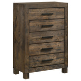 Tampa Furniture Outlet - Coaster - Woodmont 5-drawer Bedroom Chest Rustic Golden Brown - 222635