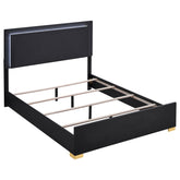 Tampa Furniture Outlet - Coaster - Marceline Wood Queen LED Panel Bed Black - 222831Q