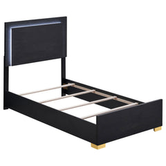 Tampa Furniture Outlet - Coaster - Marceline Wood Twin LED Panel Bed Black - 222831T