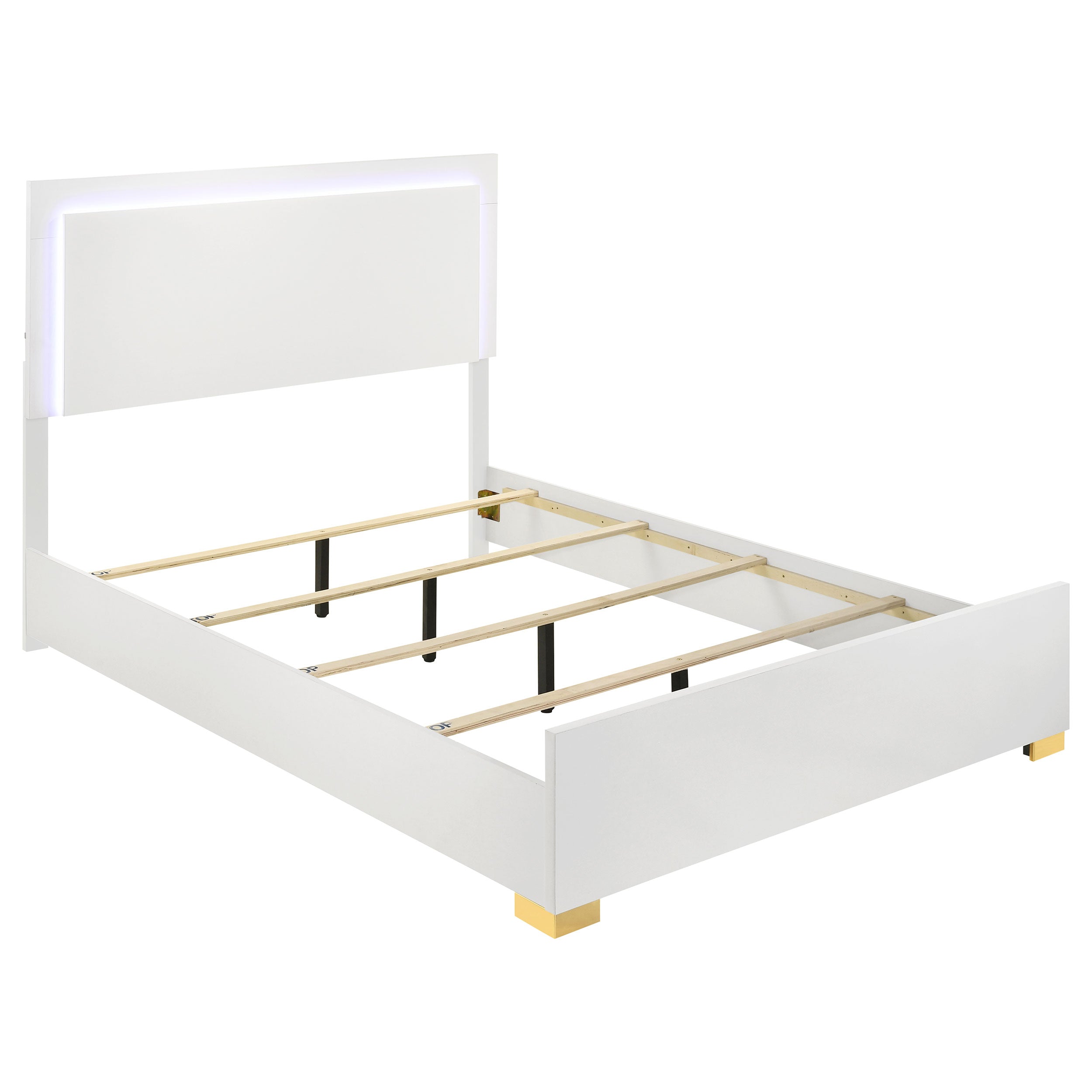 Tampa Furniture Outlet - Coaster - Marceline Wood Queen LED Panel Bed White - 222931Q