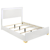 Tampa Furniture Outlet - Coaster - Marceline Wood Queen LED Panel Bed White - 222931Q