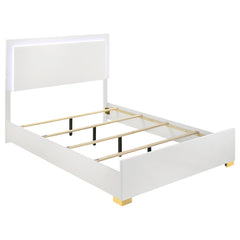 Tampa Furniture Outlet - Coaster - Marceline Wood Queen LED Panel Bed White - 222931Q