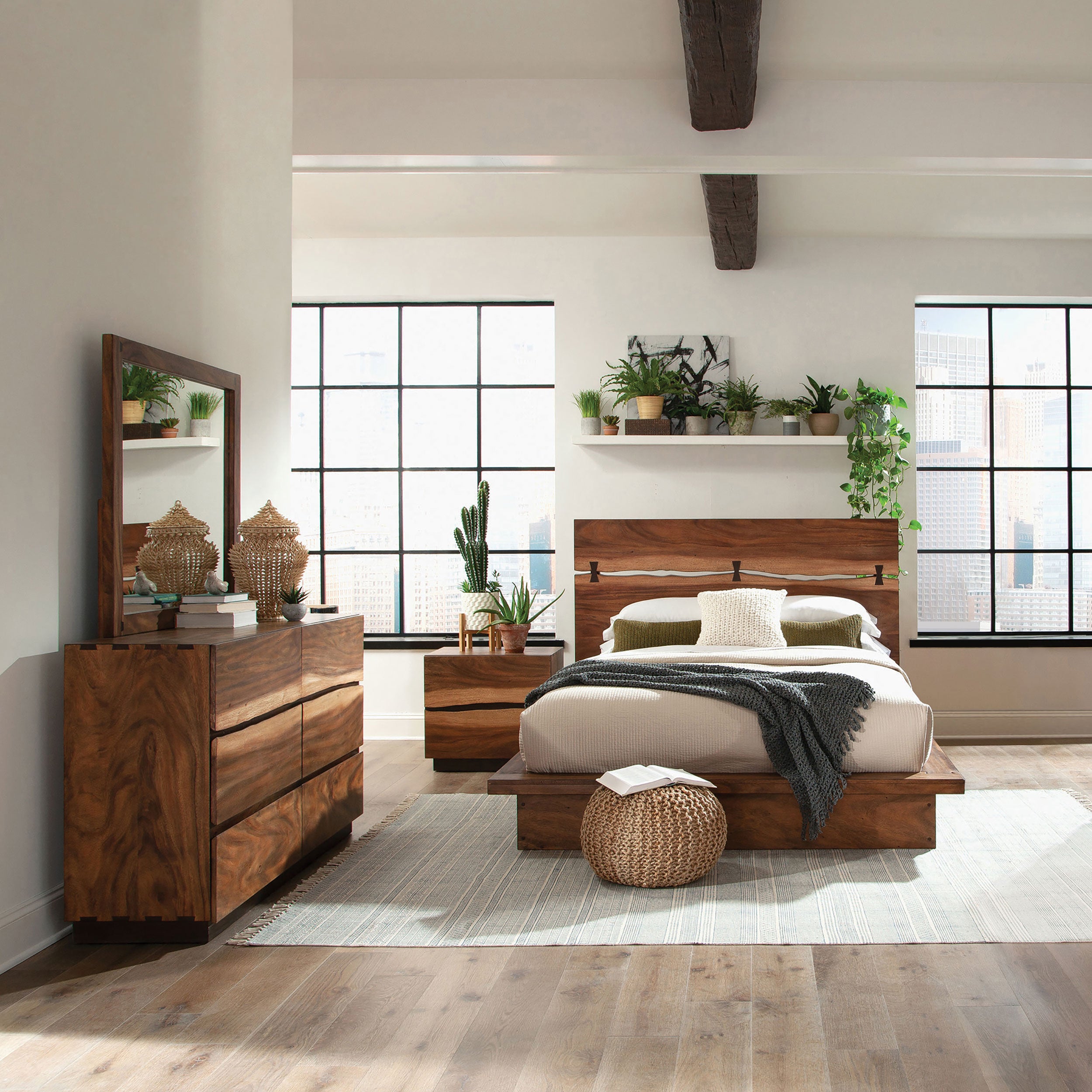 Tampa Furniture Outlet - Coaster - Winslow 4-piece Eastern King Bedroom Set Smokey Walnut - 223250KE-S4