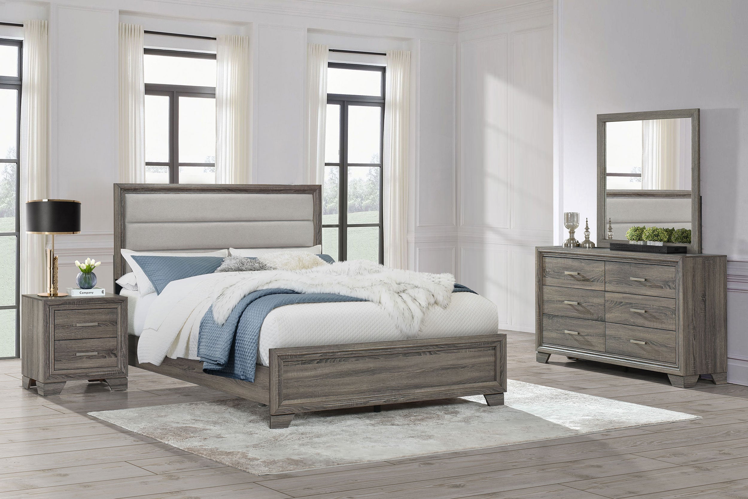 Tampa Furniture Outlet - Coaster - Wright 4-piece Eastern King Bedroom Set Brown Oak - 223341KE-S4