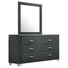 Tampa Furniture Outlet - Coaster - Melody 6-drawer Upholstered Dresser with Mirror Grey - 223383M