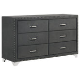 Tampa Furniture Outlet - Coaster - Melody 6-drawer Upholstered Dresser Grey - 223383