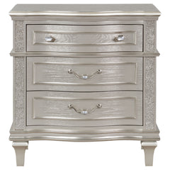 Evangeline 3-drawer Nightstand Silver Oak