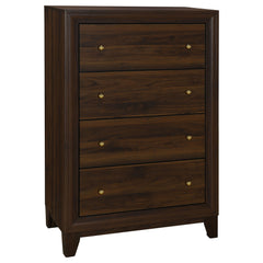 Tampa Furniture Outlet - Coaster - Welsley 4-drawer Chest of Drawers Walnut - 223445
