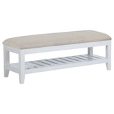 Tampa Furniture Outlet - Coaster - Bexhill Upholstered Rectangular Bench with Shelf White - 223476