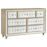 Tampa Furniture Outlet - Coaster - Antonella 7-drawer Upholstered Dresser Ivory and Camel - 223523