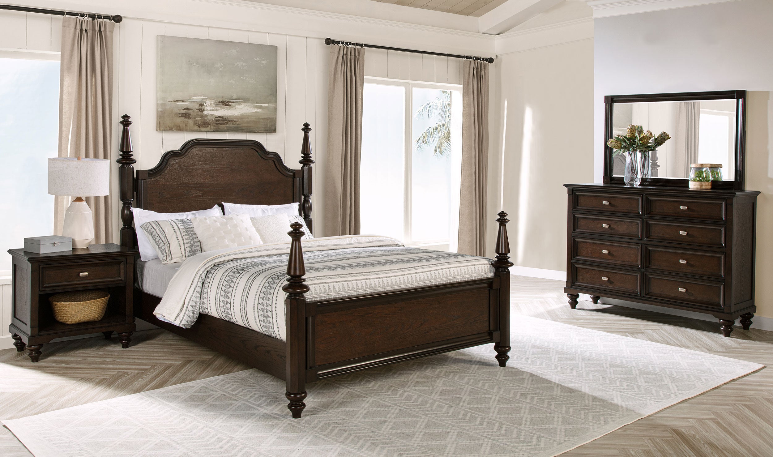 Tampa Furniture Outlet - Coaster - Andover 4-piece Queen Bedroom Set Dark Oak - 223631Q-S4