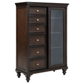 Tampa Furniture Outlet - Coaster - Andover 6-drawer Tempered Glass Door Chest Dark Oak - 223637