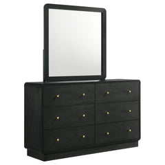 Tampa Furniture Outlet - Coaster - Cavelle 6-drawer Dresser and Mirror Black - 223663M