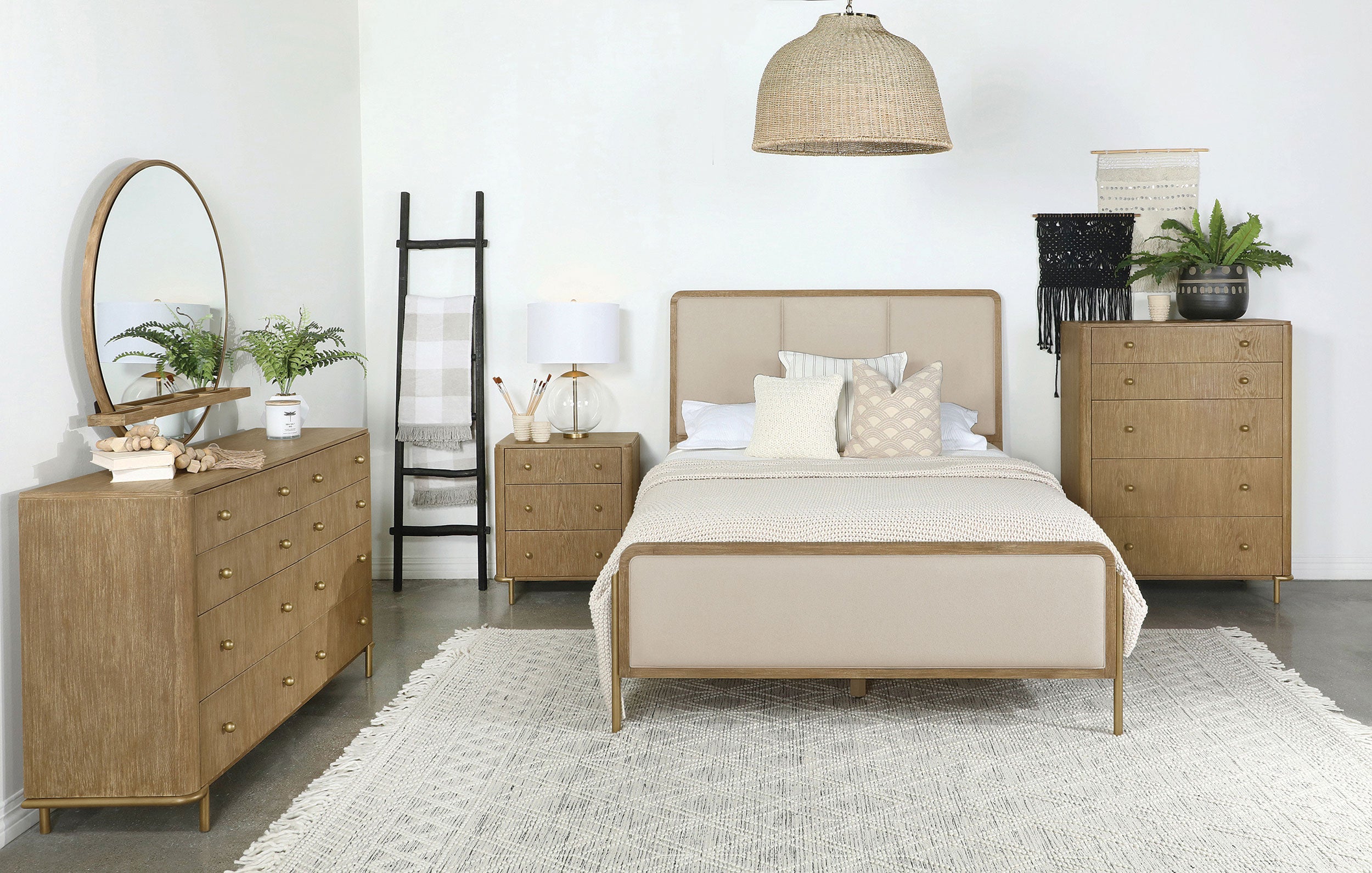 Tampa Furniture Outlet - Coaster - Arini 5-piece Queen Bedroom Set Cream and Sand Wash - 224301QCRM-S5