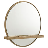 Tampa Furniture Outlet - Coaster - Arini Round Vanity Wall Mirror with Shelf Sand Wash - 224308