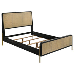 Tampa Furniture Outlet - Coaster - Arini Rattan Queen Panel Bed Black and Natural - 224330Q