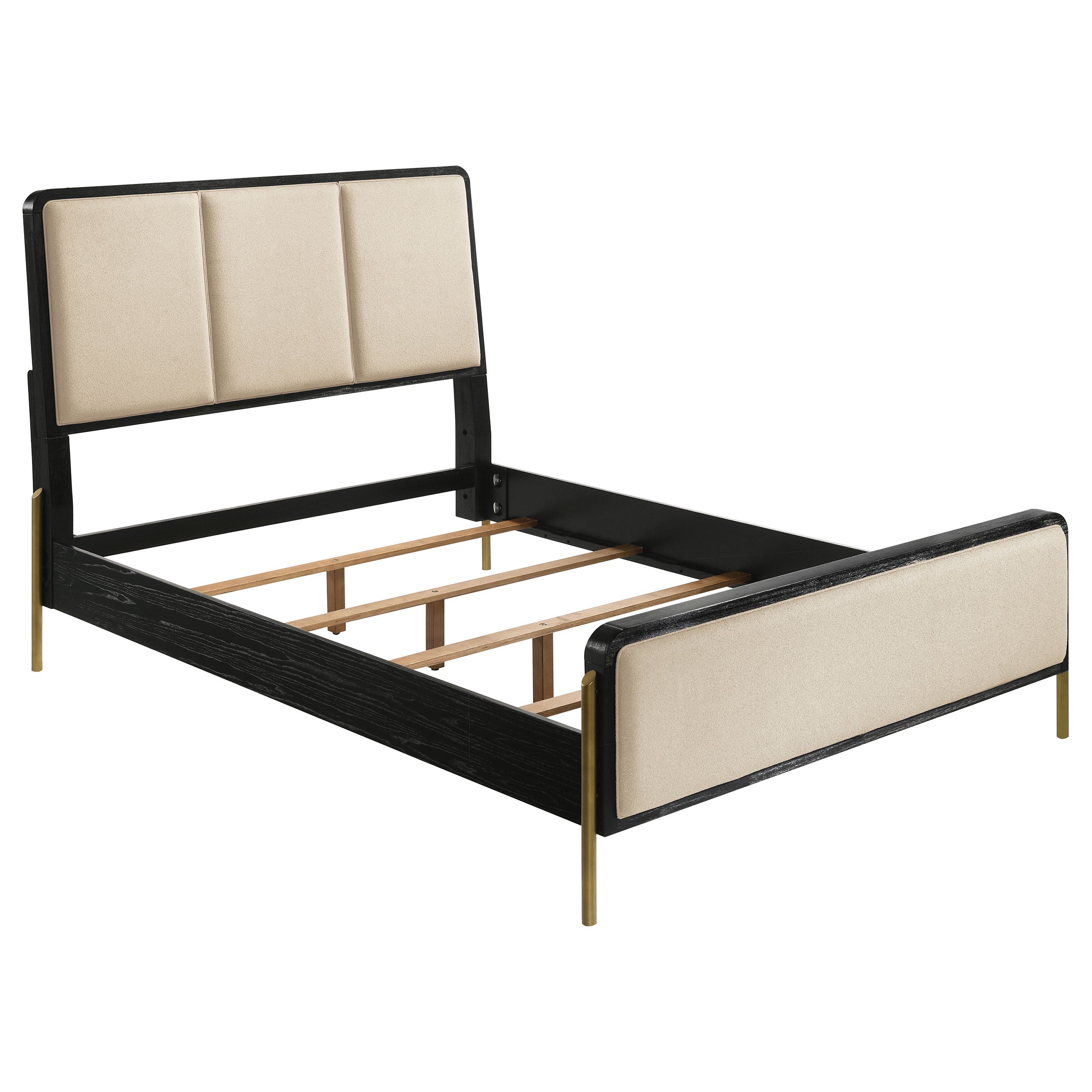 Tampa Furniture Outlet - Coaster - Arini 56-inch Eastern King Panel Bed Cream and Black - 224331KECRM