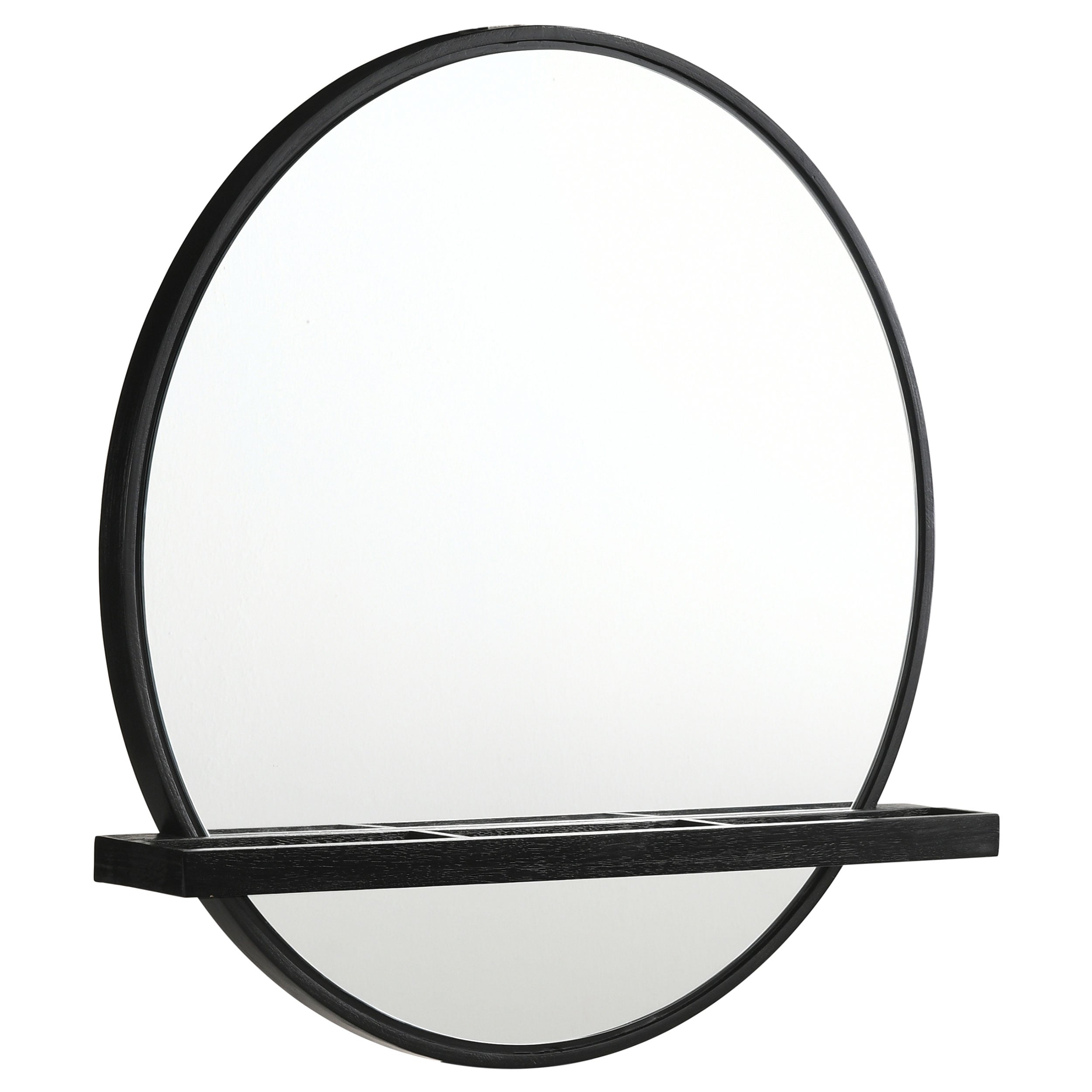 Tampa Furniture Outlet - Coaster - Arini Round Vanity Wall Mirror with Shelf Black - 224338
