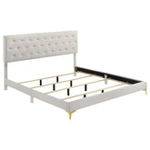 Tampa Furniture Outlet - Coaster - Kendall Upholstered Eastern King Panel Bed White - 224401KE