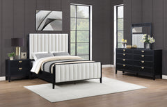 Tampa Furniture Outlet - Coaster - Brookmead 4-piece Upholstered Eastern King Bedroom Set Black - 224710KE-S4