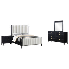 Brookmead 4-piece Upholstered Eastern King Bedroom Set Black