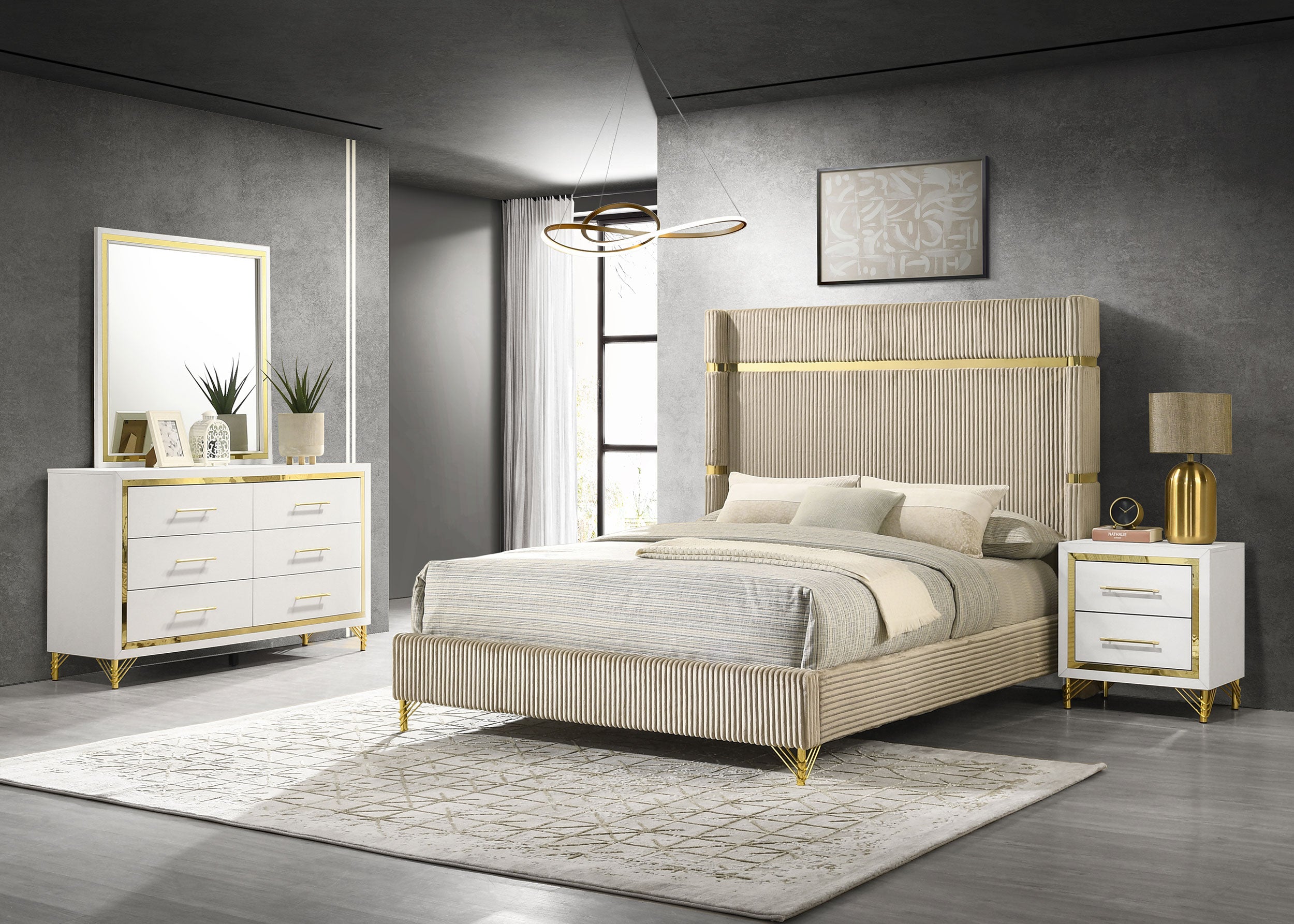 Tampa Furniture Outlet - Coaster - Lucia 4-piece Queen Bedroom Set Beige and White - 224731Q-S4