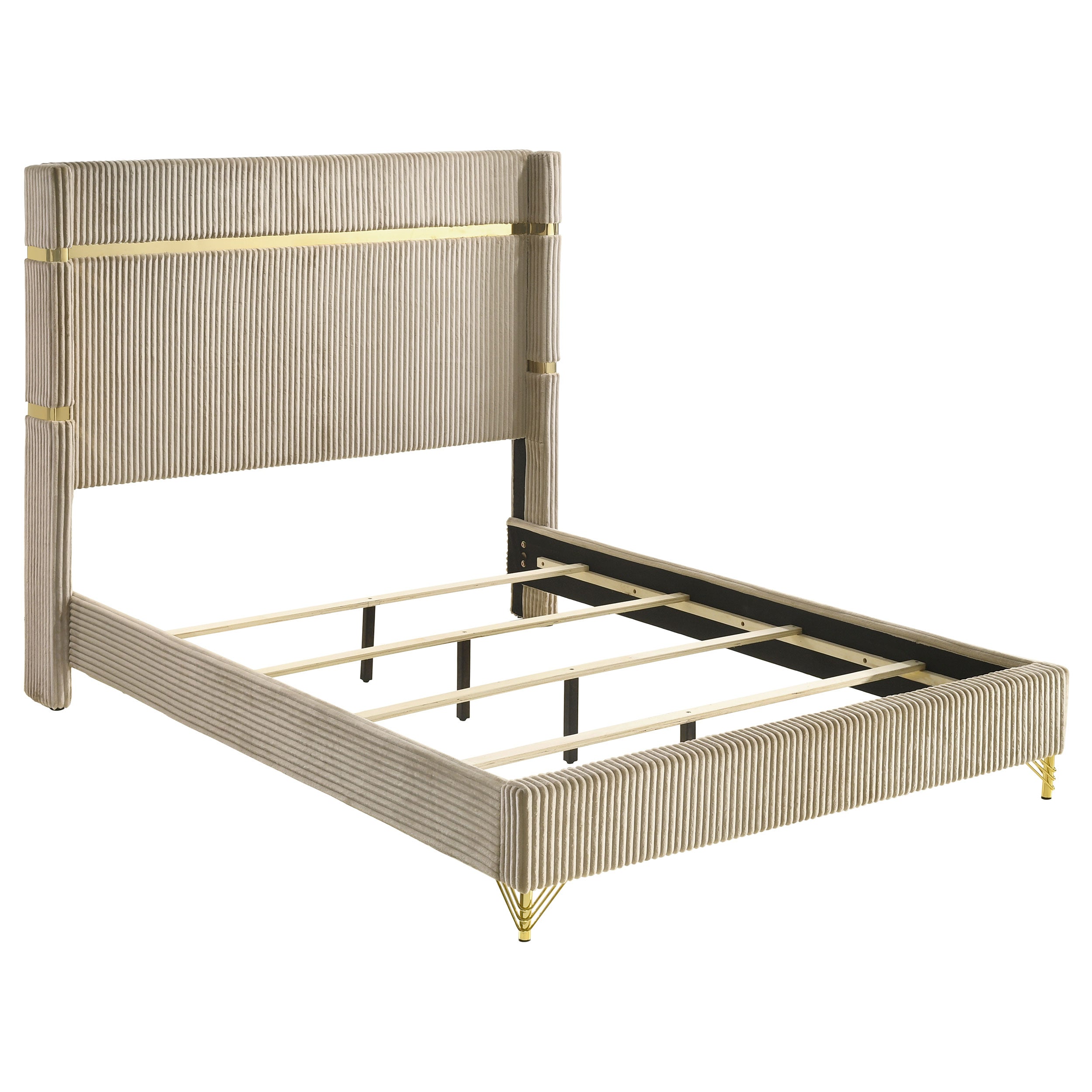 Tampa Furniture Outlet - Coaster - Lucia 61-inch Upholstered Queen Wingback Bed Beige - 224731Q
