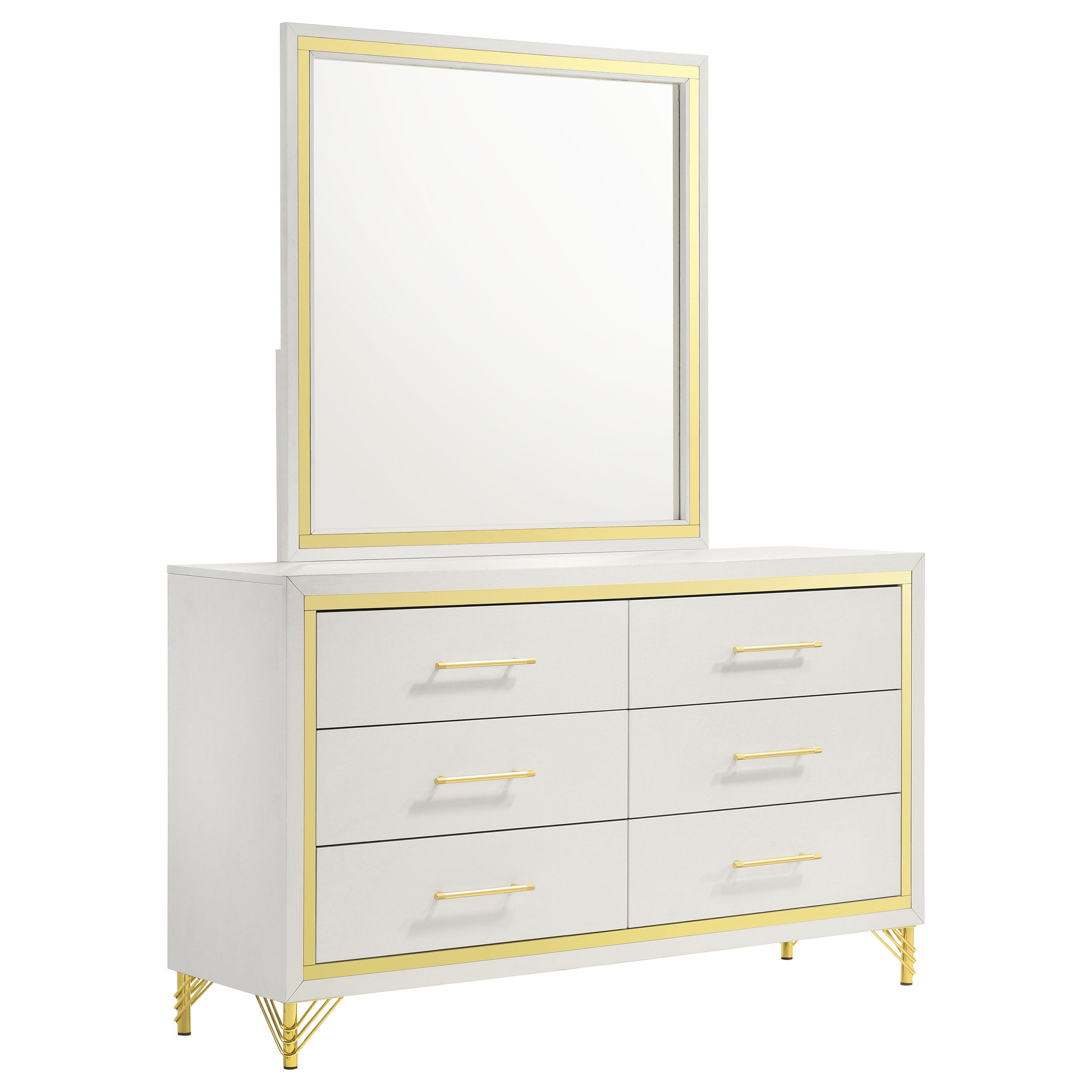 Tampa Furniture Outlet - Coaster - Lucia 6-drawer Dresser with Mirror White - 224733M