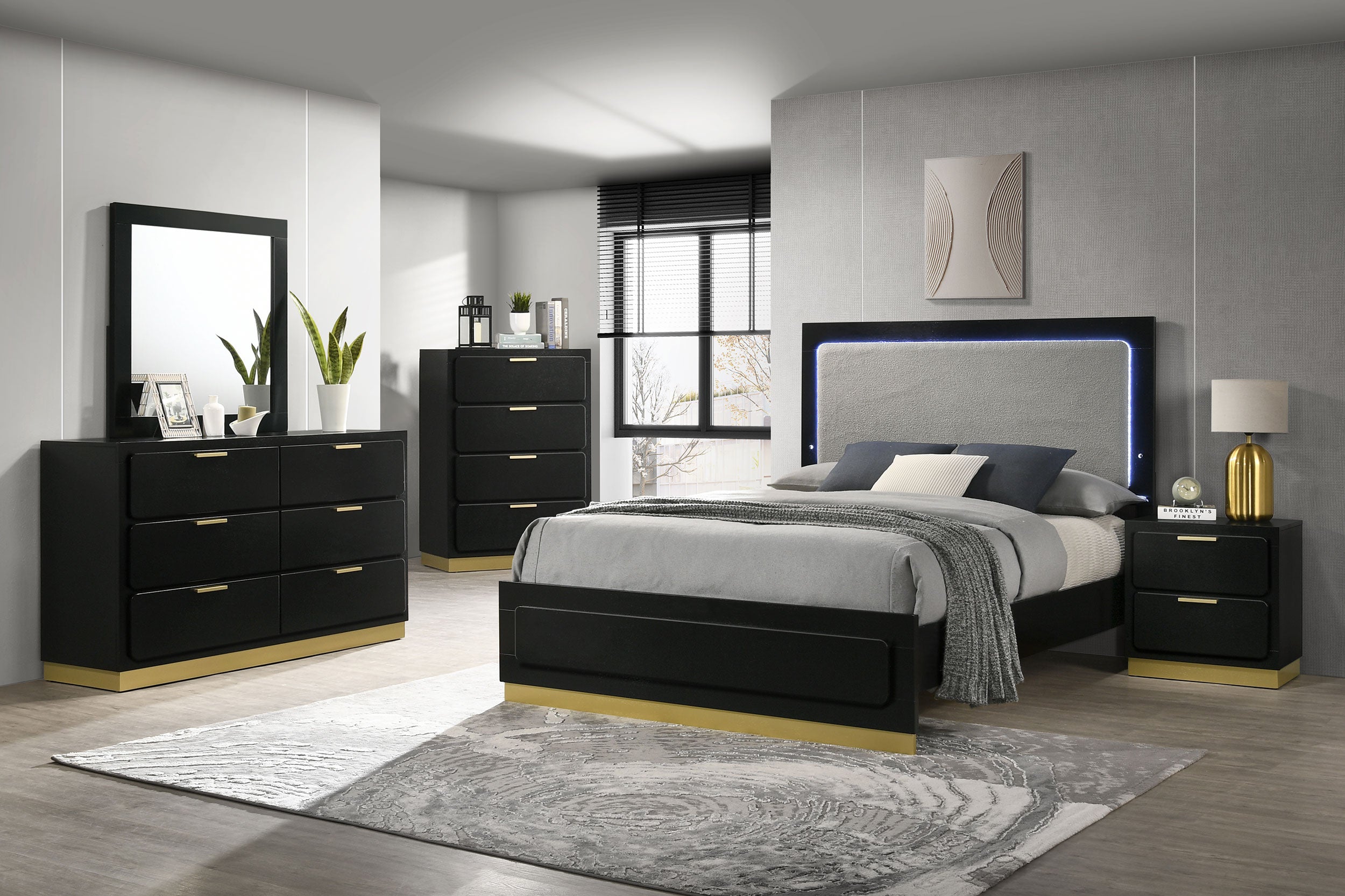 Tampa Furniture Outlet - Coaster - Caraway 5-piece Eastern King Bedroom Set Black - 224781KE-S5