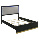 Tampa Furniture Outlet - Coaster - Caraway Wood Queen LED Panel Bed Black - 224781Q