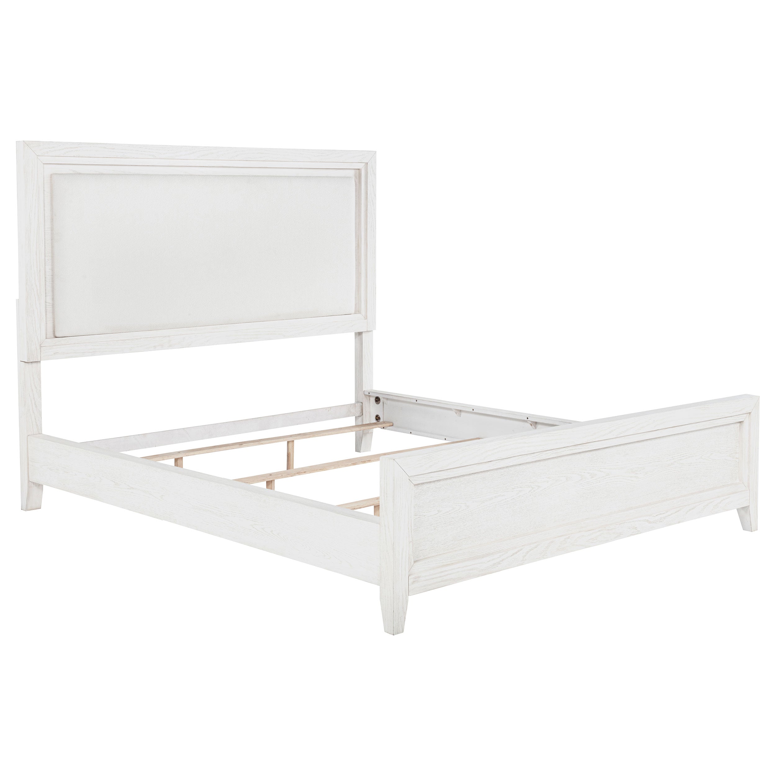 Tampa Furniture Outlet - Coaster - Marielle California King Panel Upholstered Bed Distressed White - 224841KW
