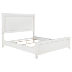 Tampa Furniture Outlet - Coaster - Marielle California King Panel Upholstered Bed Distressed White - 224841KW